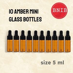 🆕📦 *BNIB* 🔟 Amber Mini Glass Bottles with Glass Eye Dropper- 5 ml